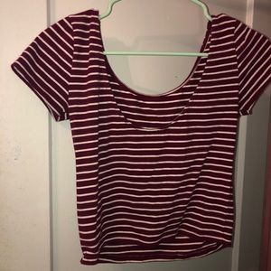 American Eagle cropped scoop neck striped shirt